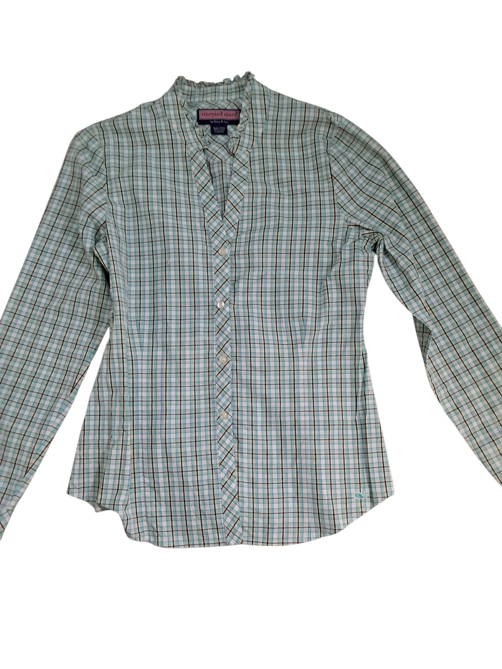 Vineyard Vines Plaid Button-Down Shirt in Mint Green and Navy